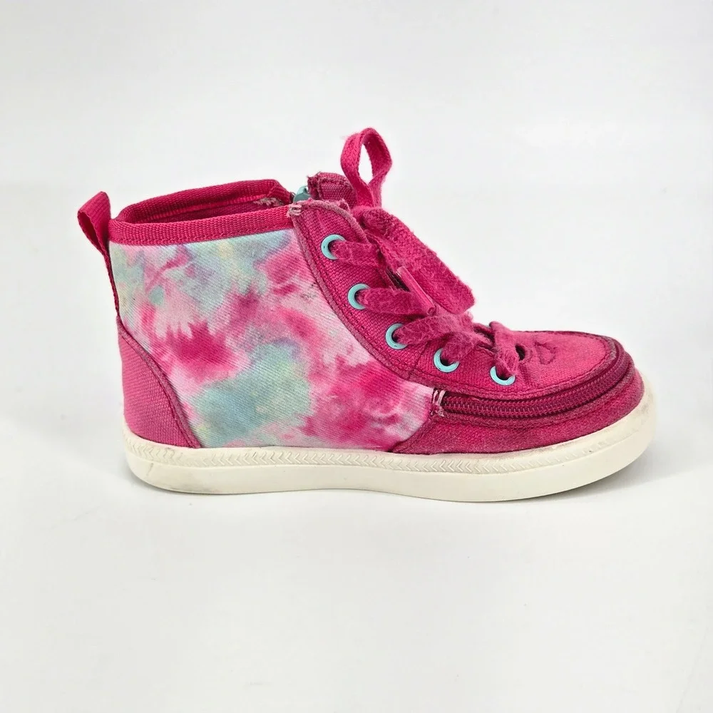 BILLY Footwear Kids Pink Tie Dye Street High Top Zip Adaptive Sneakers Size 9